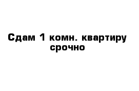 Сдам 1-комн. квартиру срочно